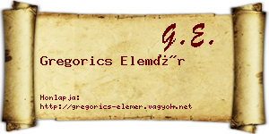 Gregorics Elemér névjegykártya