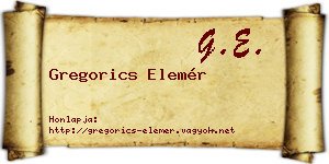 Gregorics Elemér névjegykártya